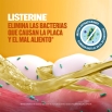Listerine elimina las bacterias que causan la placa y el mal aliento